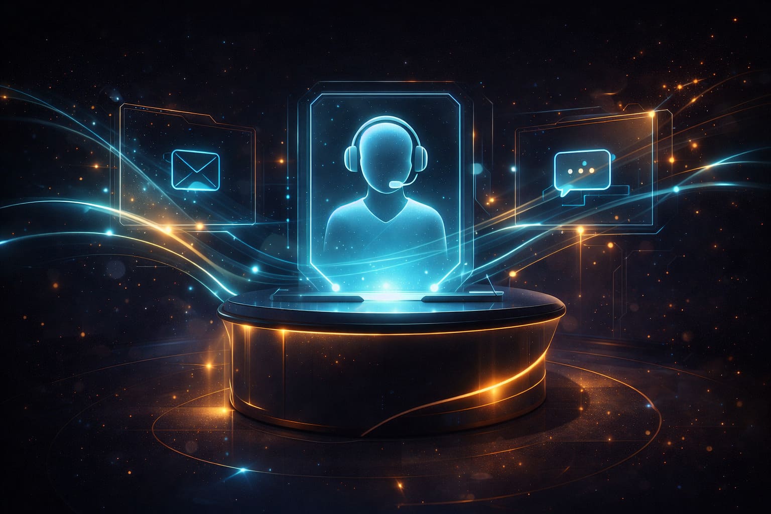 Support desk style illustration for contact section